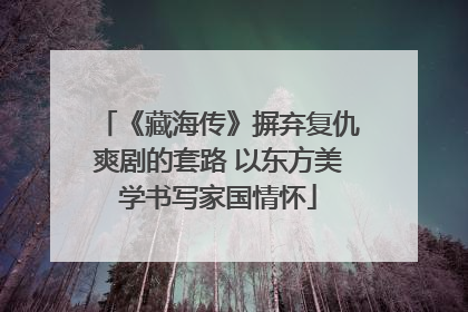 《藏海传》摒弃复仇爽剧的套路 以东方美学书写家国情怀