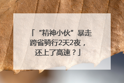 “精神小伙”暴走跨省骑行2天2夜，还上了高速？