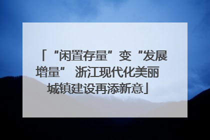 “闲置存量”变“发展增量” 浙江现代化美丽城镇建设再添新意