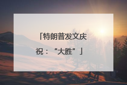 特朗普发文庆祝：“大胜”