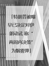 特朗普被曝早已决定对伊朗动武 称“两周内决策”为烟雾弹