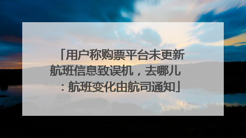 用户称购票平台未更新航班信息致误机，去哪儿：航班变化由航司通知