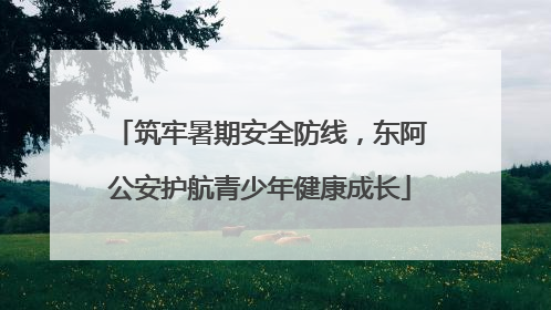 筑牢暑期安全防线，东阿公安护航青少年健康成长