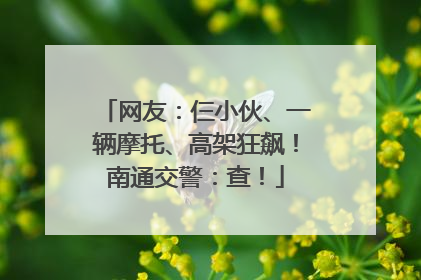 网友：仨小伙、一辆摩托、高架狂飙！南通交警：查！
