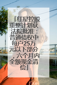 红星控股重整计划获法院批准：普通债权中每户25万元以下部分，六个月内全额现金清偿
