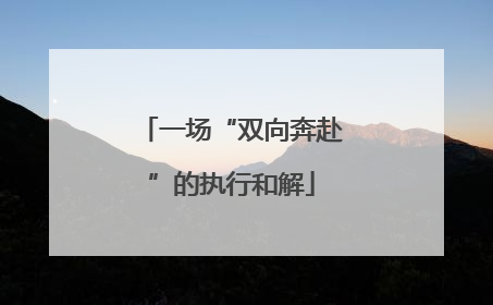 一场“双向奔赴”的执行和解