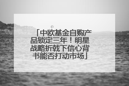 中欧基金自购产品锁定三年！明星战略折戟下信心背书能否打动市场