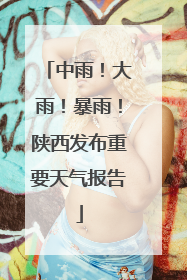 中雨！大雨！暴雨！陕西发布重要天气报告