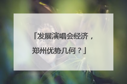 发展演唱会经济，郑州优势几何？