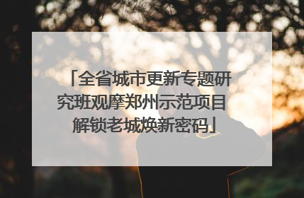 全省城市更新专题研究班观摩郑州示范项目 解锁老城焕新密码