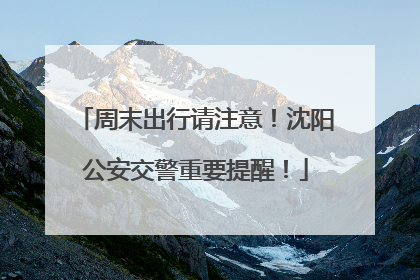 周末出行请注意！沈阳公安交警重要提醒！