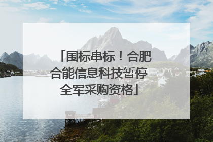 围标串标！合肥合能信息科技暂停全军采购资格