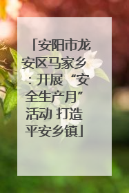 安阳市龙安区马家乡：开展“安全生产月”活动 打造平安乡镇