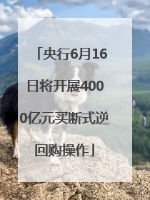 央行6月16日将开展4000亿元买断式逆回购操作