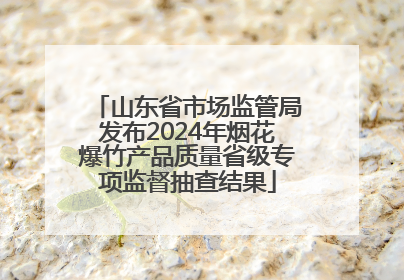 山东省市场监管局发布2024年烟花爆竹产品质量省级专项监督抽查结果