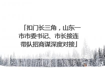 扣门长三角，山东一市市委书记、市长接连带队招商谋深度对接