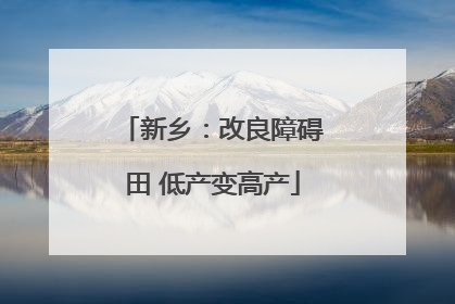 新乡：改良障碍田 低产变高产