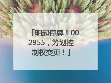 明起停牌！002955，筹划控制权变更！