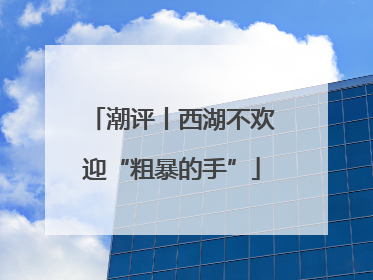 潮评丨西湖不欢迎“粗暴的手”