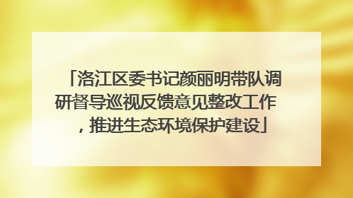 洛江区委书记颜丽明带队调研督导巡视反馈意见整改工作，推进生态环境保护建设