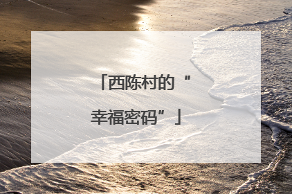西陈村的“幸福密码”