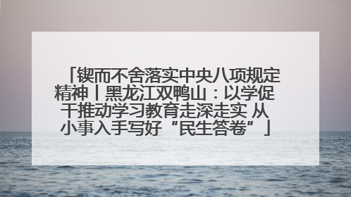 锲而不舍落实中央八项规定精神丨黑龙江双鸭山：以学促干推动学习教育走深走实 从小事入手写好“民生答卷”