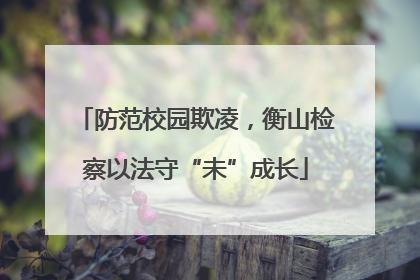 防范校园欺凌，衡山检察以法守“未”成长