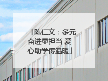 陈仁文：多元奋进显担当 爱心助学传温暖