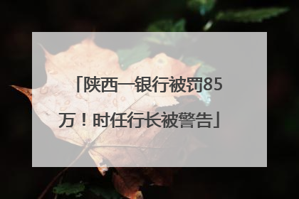 陕西一银行被罚85万！时任行长被警告