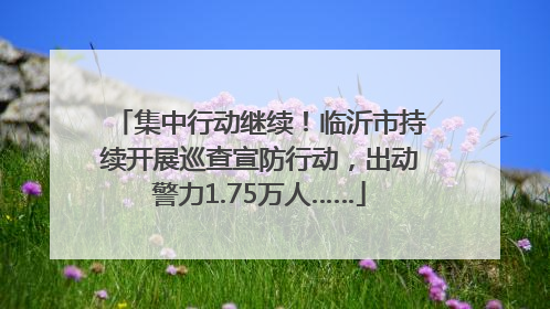 集中行动继续！临沂市持续开展巡查宣防行动，出动警力1.75万人……