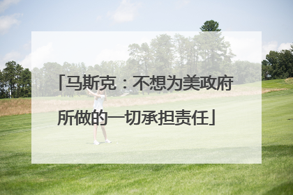 马斯克：不想为美政府所做的一切承担责任