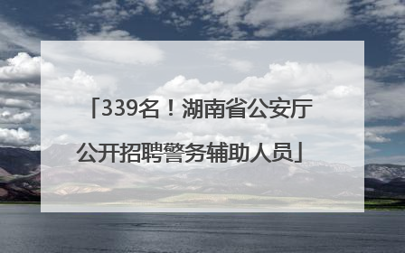 339名！湖南省公安厅公开招聘警务辅助人员